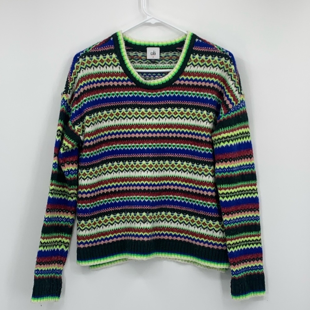 CAbi Multicolor Striped Crew Neck Sweater